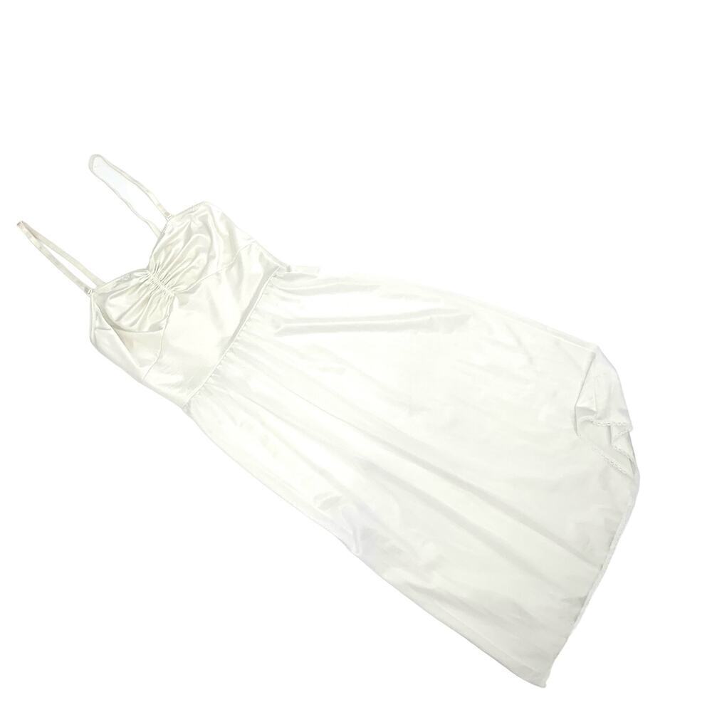 Vtg L’eggs Ivory Below Knee Slip Fitted Bodice Women’s Size 36 Removable Straps